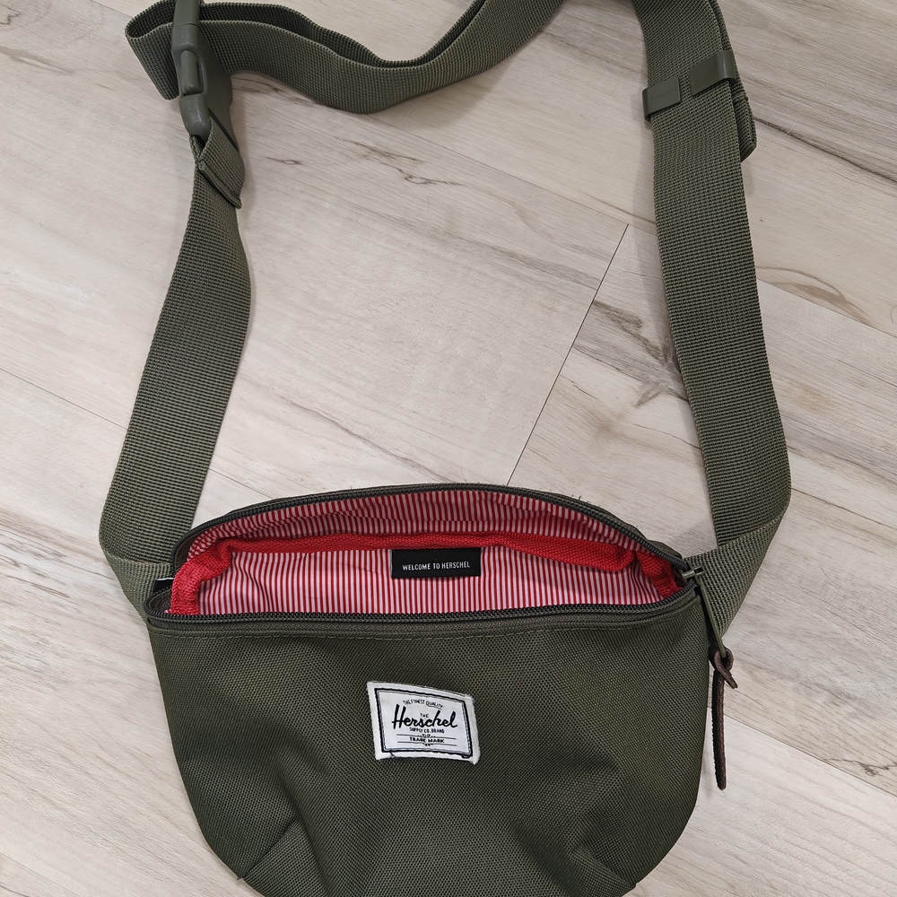 Herschel Supply Company Olive Belt Bag with Red Lining